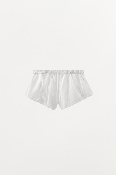 GATHERED POPLIN SHORTS - White by Zara - Image 6