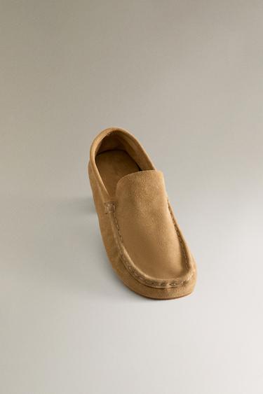 MOCASSINS CROÛTE DE CUIR - Beige de Zara - Image 5