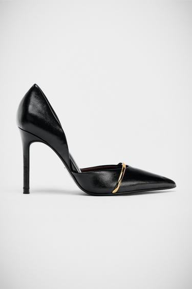 HIGH HEEL SHOES WITH METALLIC STRAP - Black by Zara