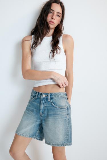 Zara RIBBED TANK TOP - White