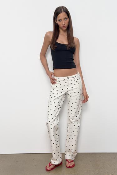 TRF LOW-RISE WIDE-LEG DOT JEANS - only one by Zara - Image 2