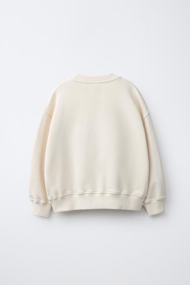 EMBROIDERED LACE SWEATSHIRT - Ecru by Zara - Image 1