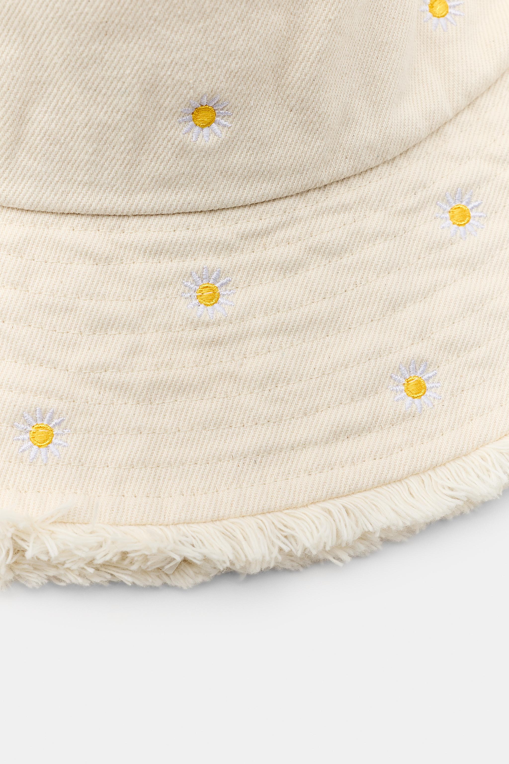 Женские головные уборы Zara DAISY EMBROIDERED BUCKET HAT — фото 4