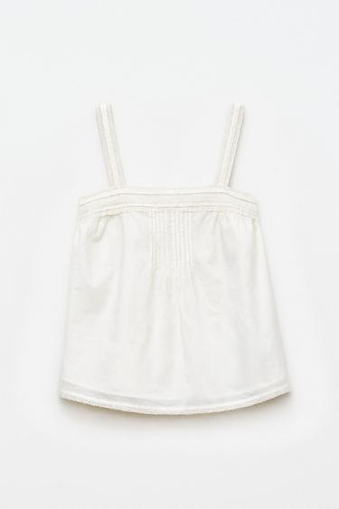 STRAPPY TOP WITH LACE AND PINTUCK DETAILS - Ivory by Zara