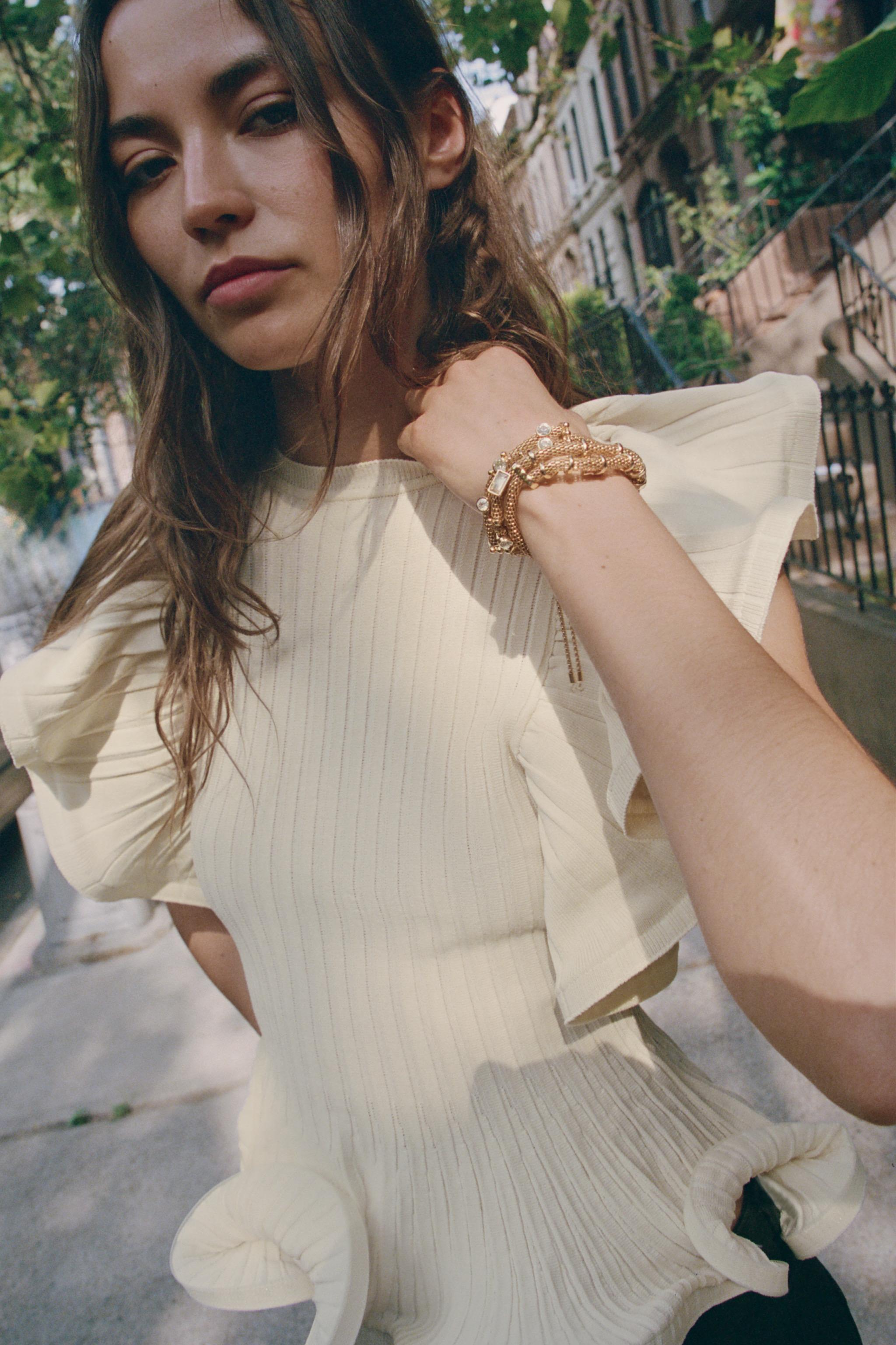 2-PACK JEWELED MESH BRACELETS — Golden