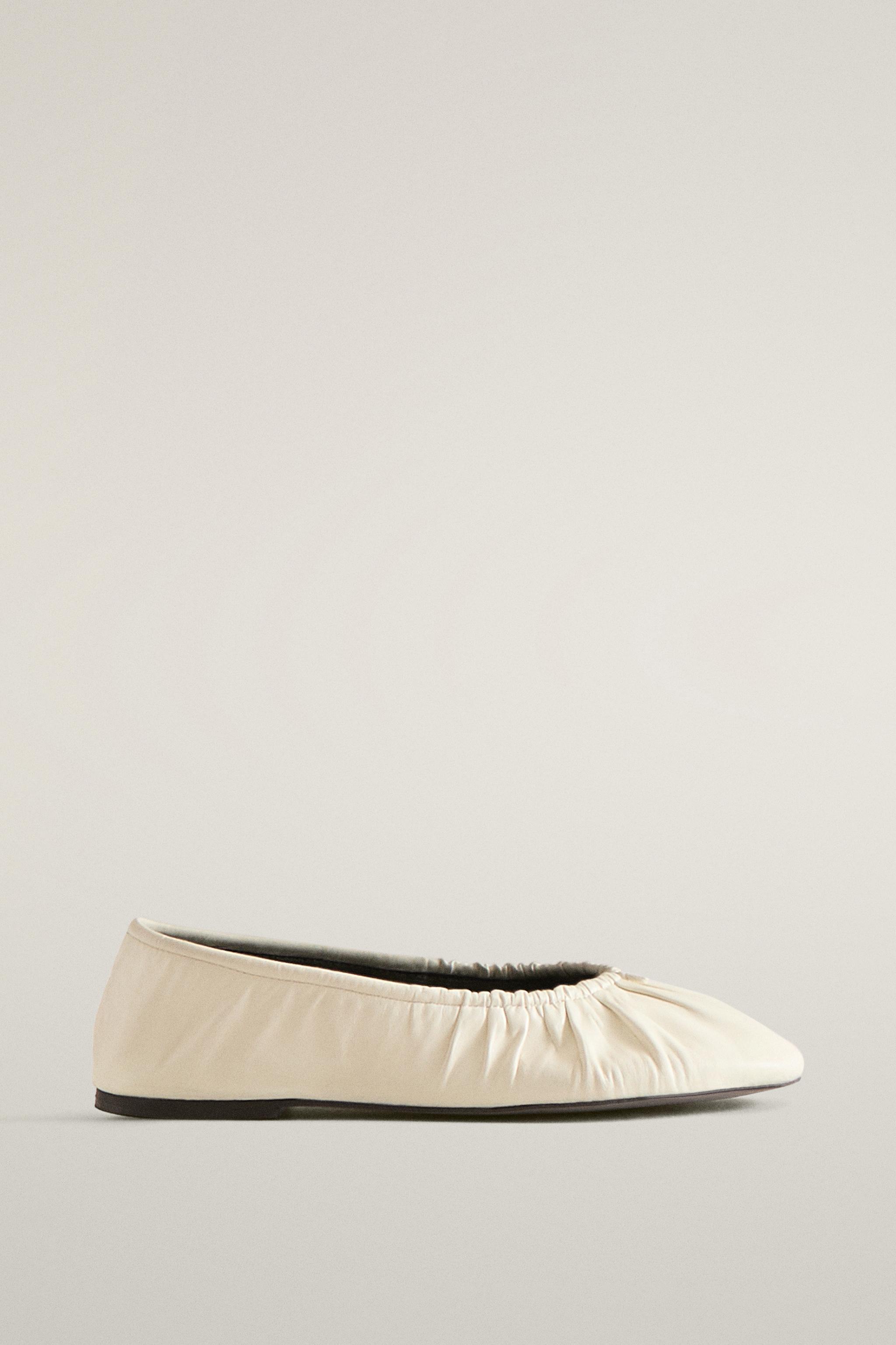 BALLERINES EN CUIR FRONCÉES