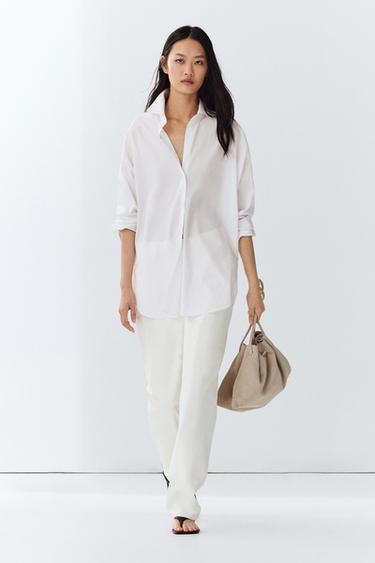 Camisa popelín 100% algodón - Blanco de Zara - Imagen 0