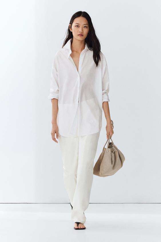 Chemise en popeline 100 % coton - Blanc de Zara - Image 0