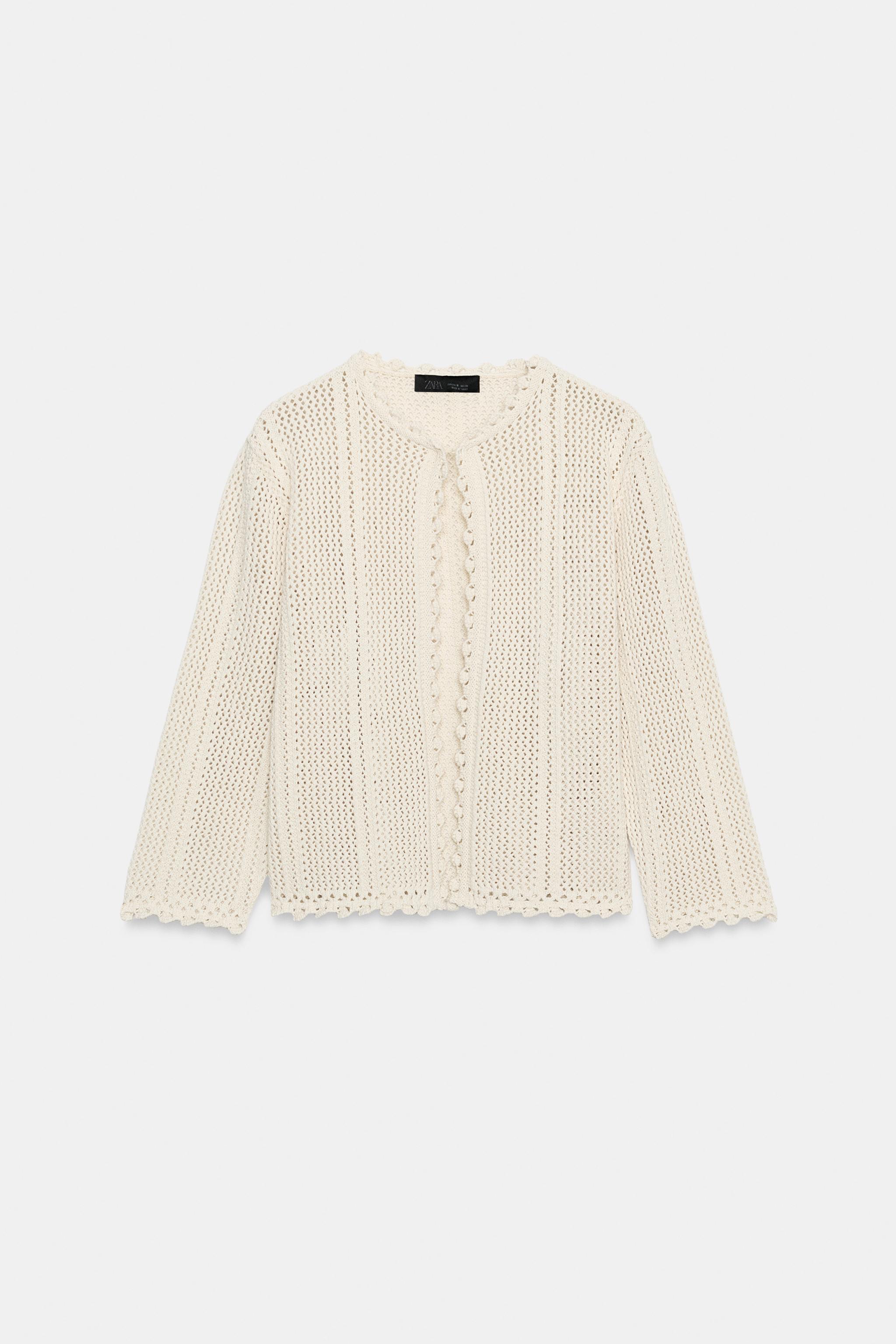 Женские кардиганы Zara POINTELLE KNIT CARDIGAN — фото 7