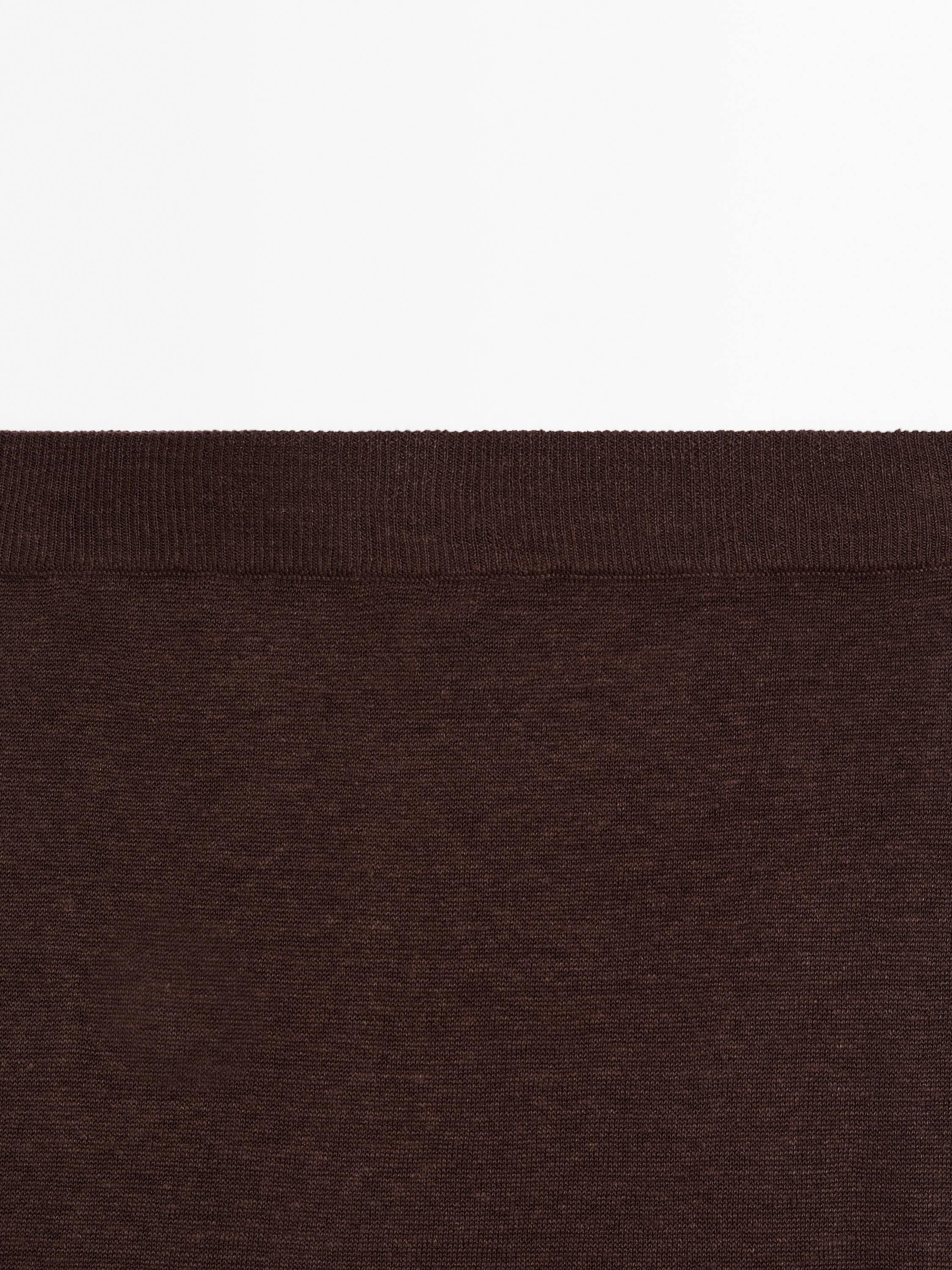 100% linen long flounce skirt