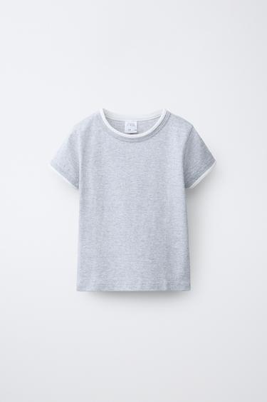CAMISETA CONTRASTE - Gris vigoré de Zara
