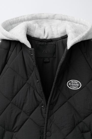 BLOUSON REMBOURRÉ À CAPUCHE BIMATIÈRE - Gris anthracite de Zara - Image 5