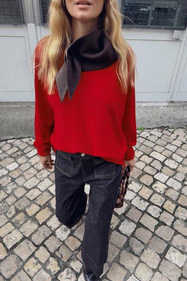PULL EN LAINE AVEC CORPS CAPE - Rouge de Zara - Image 1