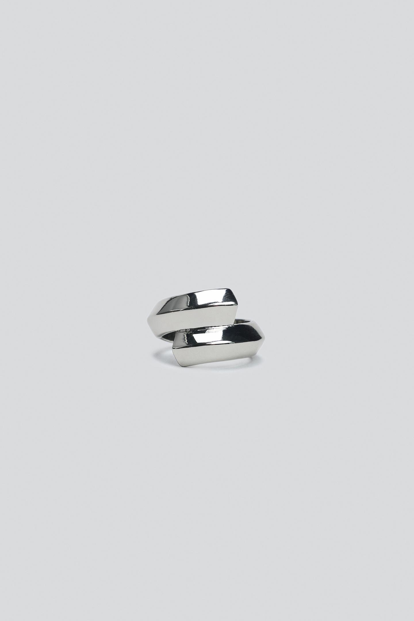 Женские кольца Zara 3-PACK OF Geometric Metal, цвет: Серебряный — фото 2