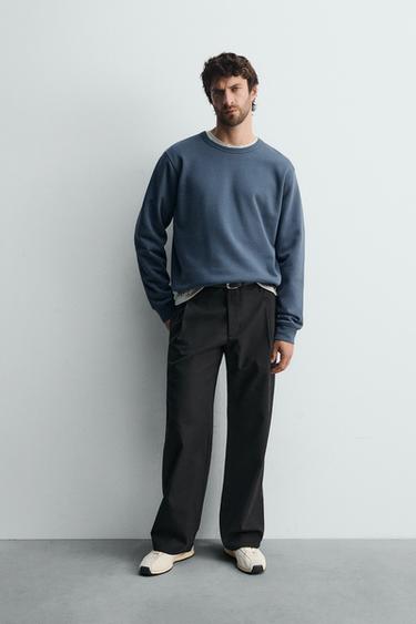 SUDADERA CREWNECK BÁSICA - Azul medio de Zara - Imagen 0