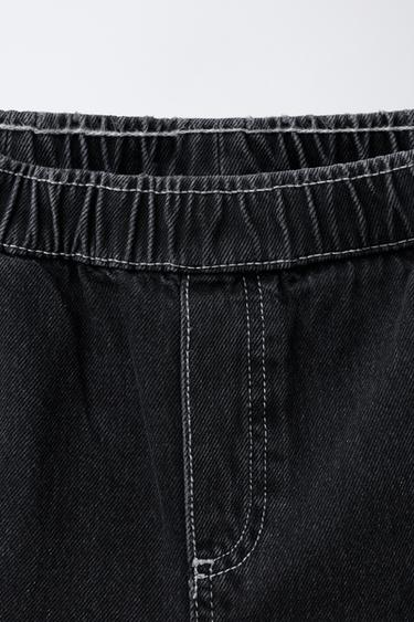 CONTRAST STITCH BALLOON JEANS - Black by Zara - Image 2