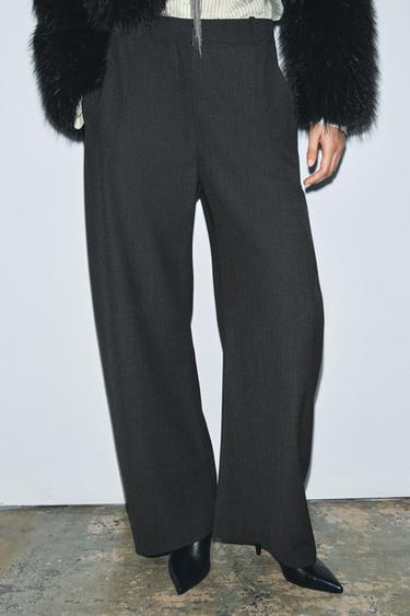 Zara WOOL BALLOON PANTS ZW COLLECTION - Dark gray
