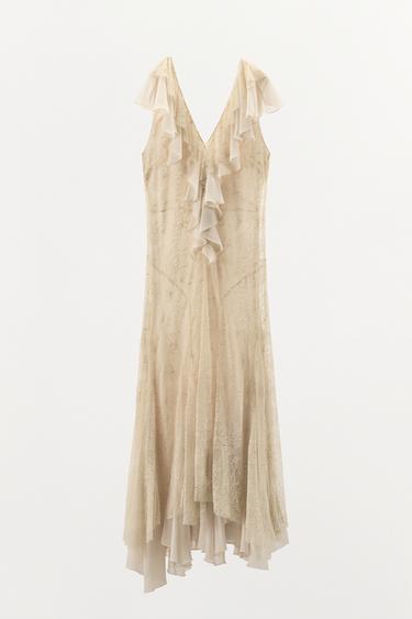 ZW COLLECTION LACE FRILL DRESS - Ecru by Zara - Image 3