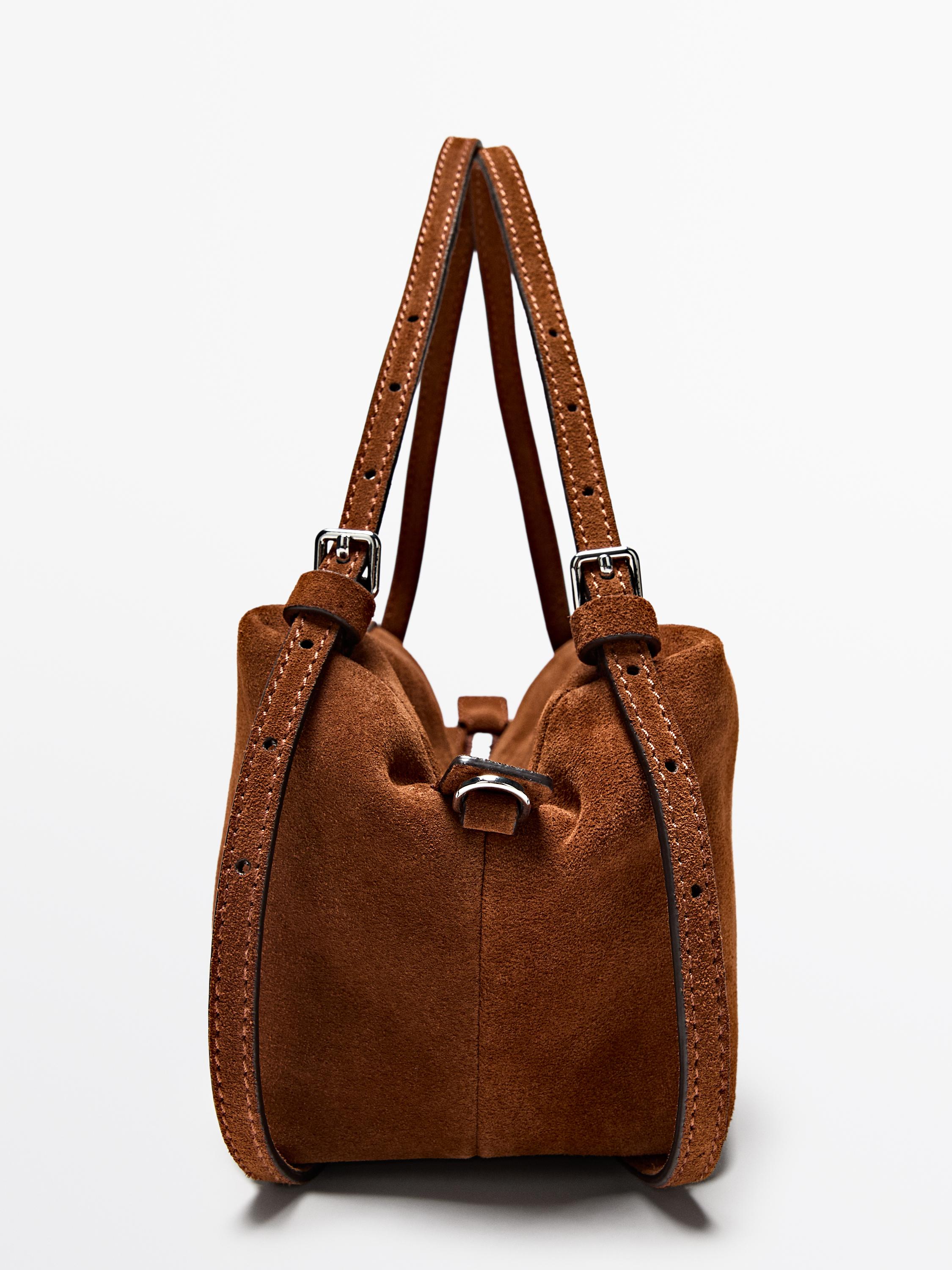 Split leather mini satchel bag