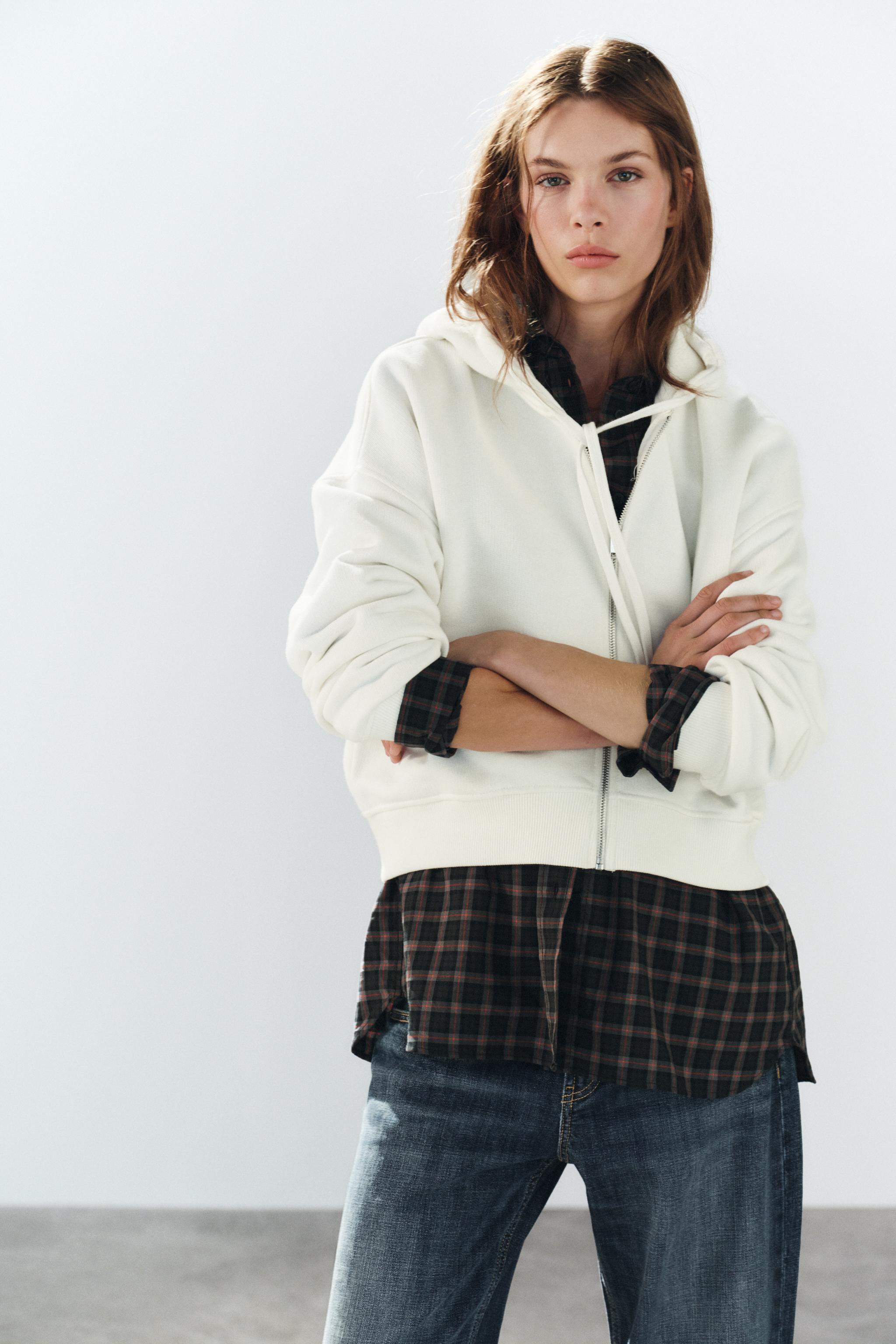 Zara FERMUARLI KAPÜŞONLU SWEATSHIRT görsel 8