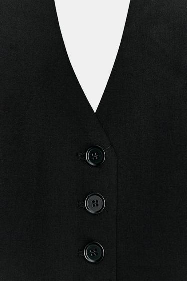 DETACHABLE TIE WAISTCOAT TOP - Black by Zara - Image 4