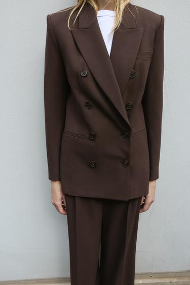 VESTE À BOUTONNAGE CROISÉ AVEC ÉPAULETTES - Marron de Zara - Image 3