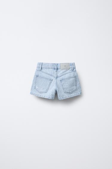 BERMUDA EN DENIM DÉCHIRÉ - Bleu clair de Zara - Image 1