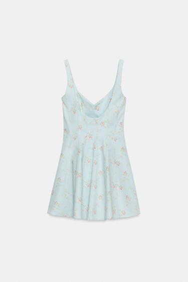 FLORAL POPLIN SHORT DRESS - Sky blue by Zara - Image 5