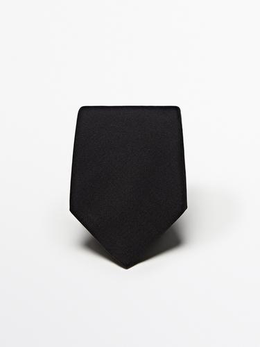 Cotton and silk blend twill tie — Black 1
