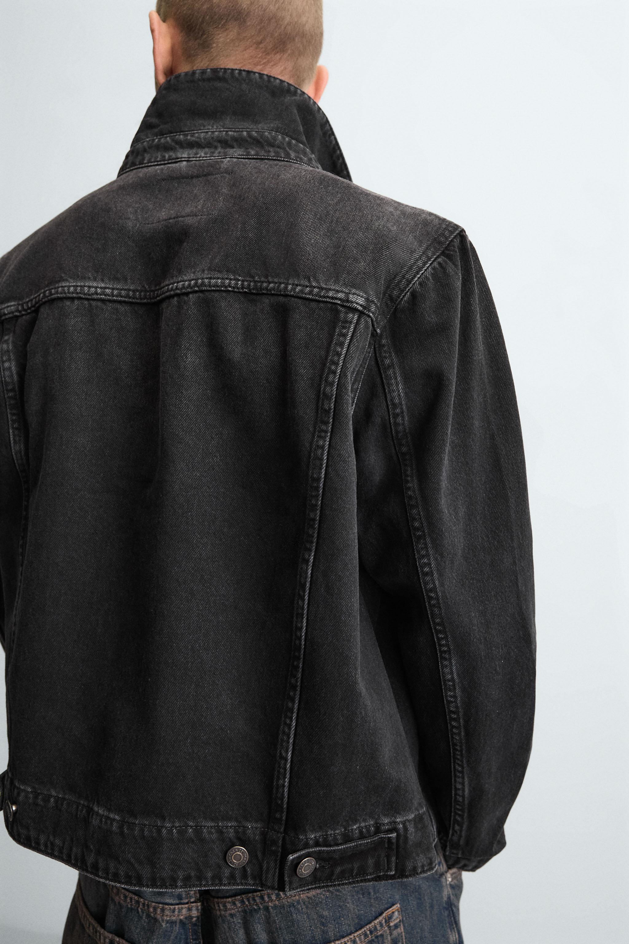 ジャケット・アウター zara BLACK denim jacket S size New Zara Contrasting Worker Jacket S Black workshirt work