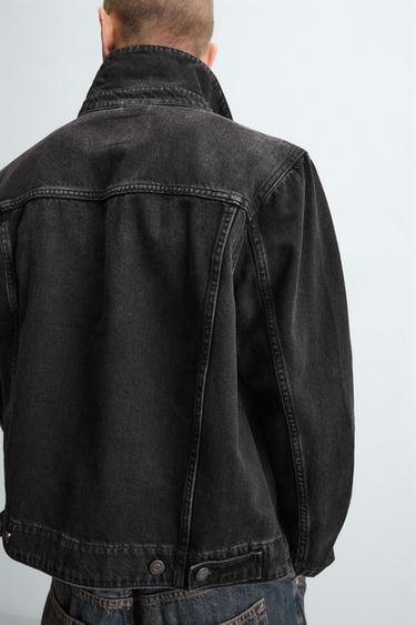 BASIC DENIM JACKET - Black by Zara - Image 5