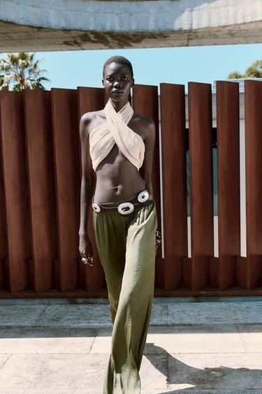 PANTALON FLUIDE LARGE - Kaki de Zara - Image 4