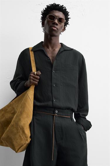 CHEMISE JACQUARD RAYURES - Noir de Zara - Image 4