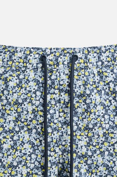 FLORAL PRINTED MID-LENGTH SWIMMING TRUNKS - Sky blue by Zara - Image 8
