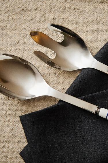 ENSEMBLE COUVERTS SALADE CÉRAMIQUE (LOT DE 2) - Bleu / Blanc de Zara - Image 5