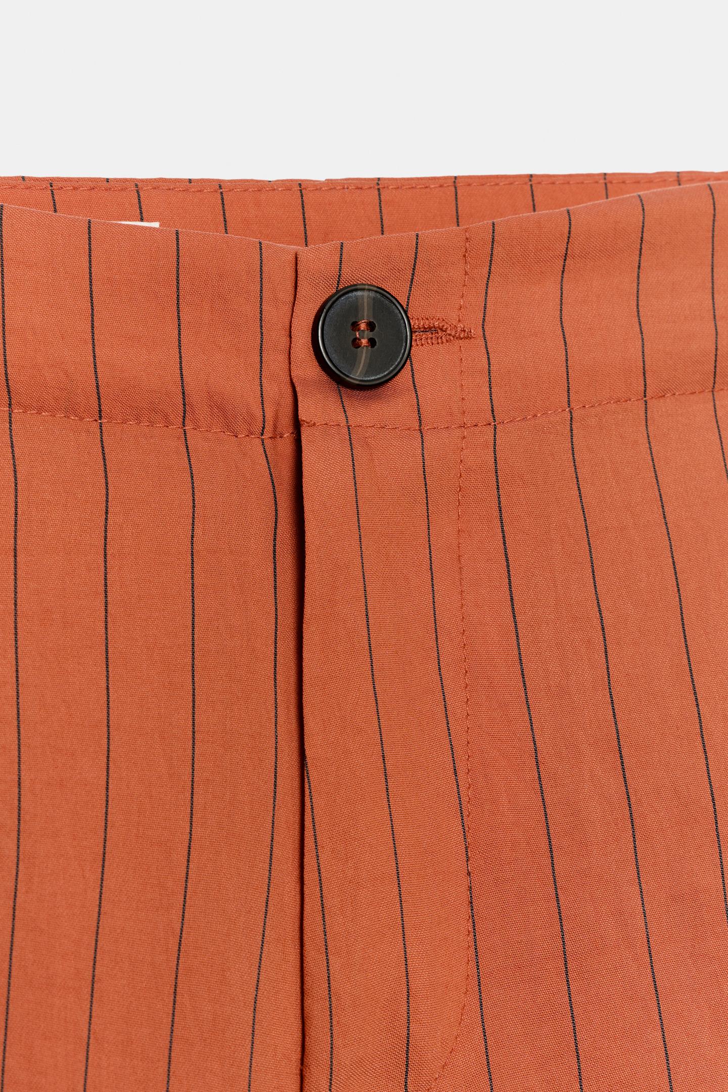 Брюки Zara Striped Straight Leg, цвет: Russet — фото 8