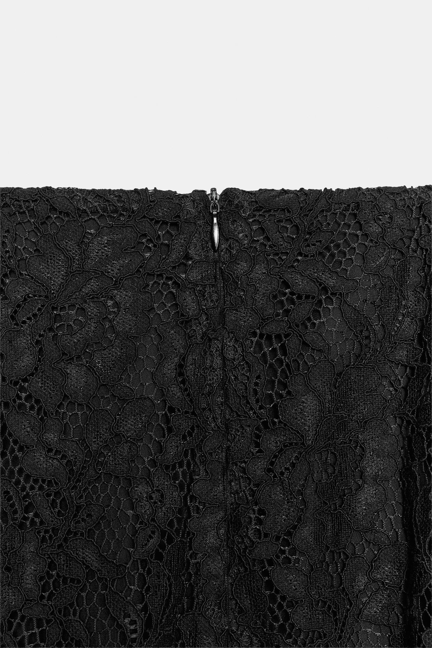 Женская юбка Zara ZW Collection Lace MIDI, цвет: Чёрный — фото 9