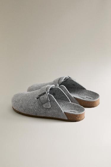 BUCKLED FELT MULE CLOG SLIPPERS - Grey by Zara - Image 3