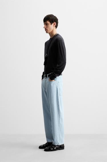 TAPERED WIDE-LEG JEANS - Light blue by Zara