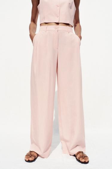 WIDE-LEG TROUSERS WITH DARTS - Pink by Zara