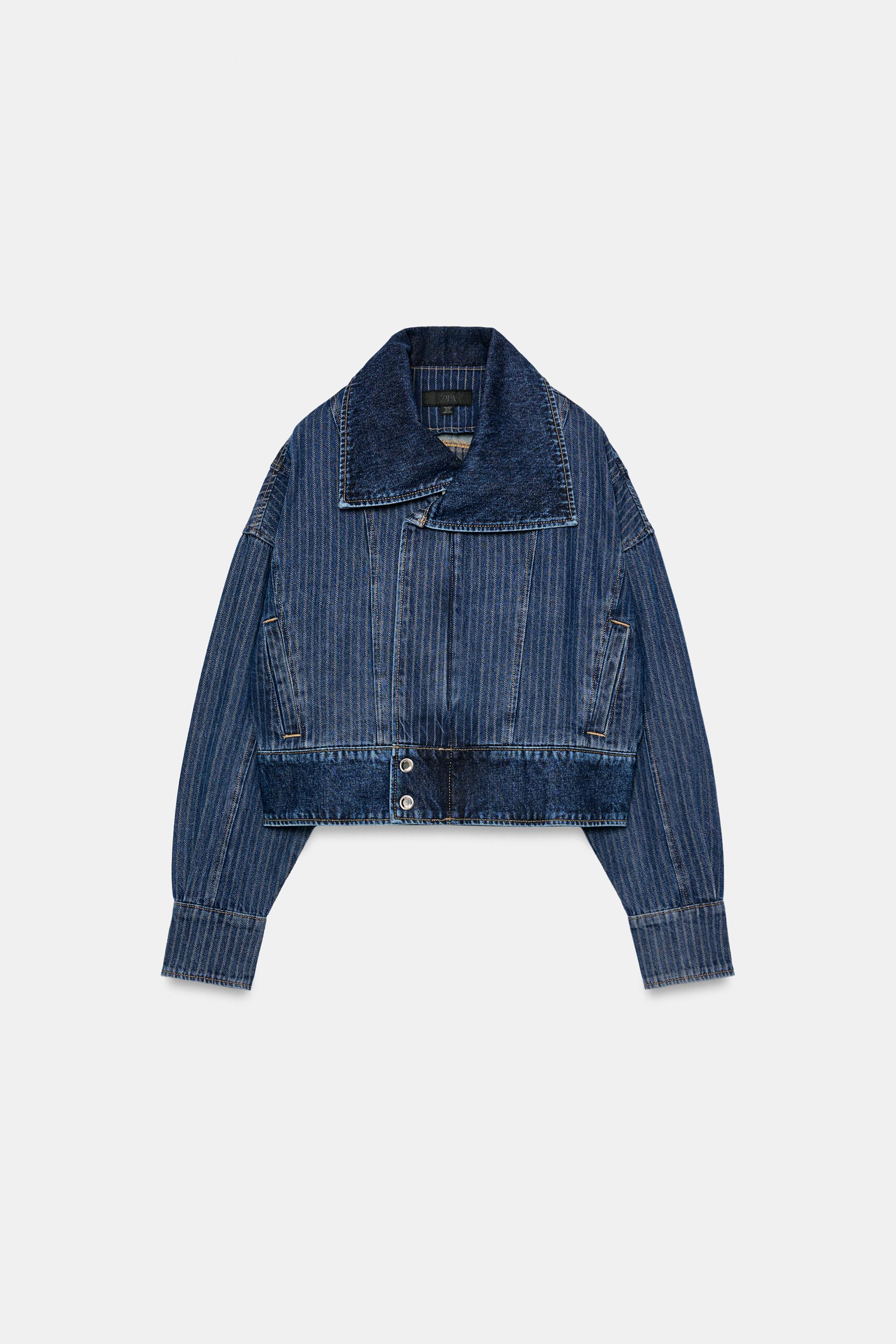 Zara Z1975 ÇİZGİLİ DENIM CEKET görsel 7