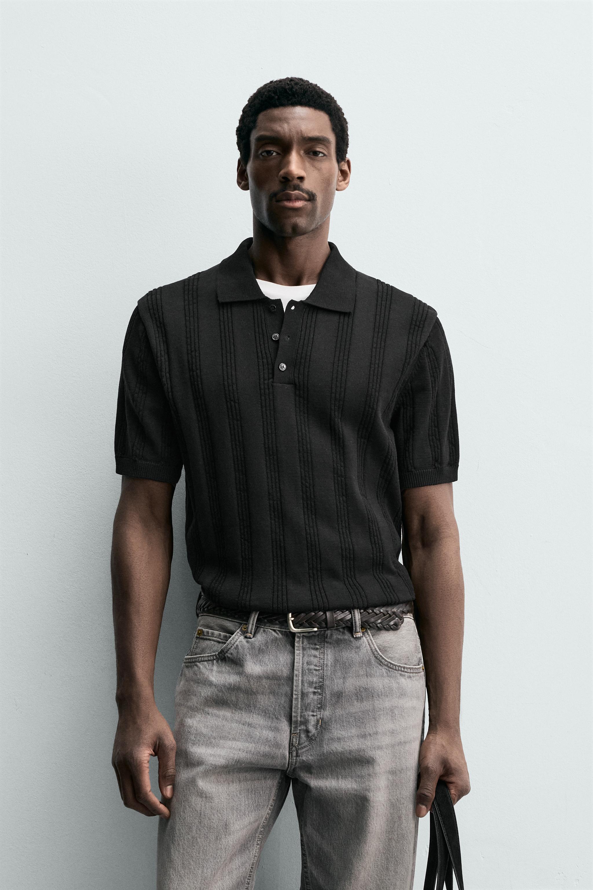REGULAR FIT KNIT TEXTURED POLO