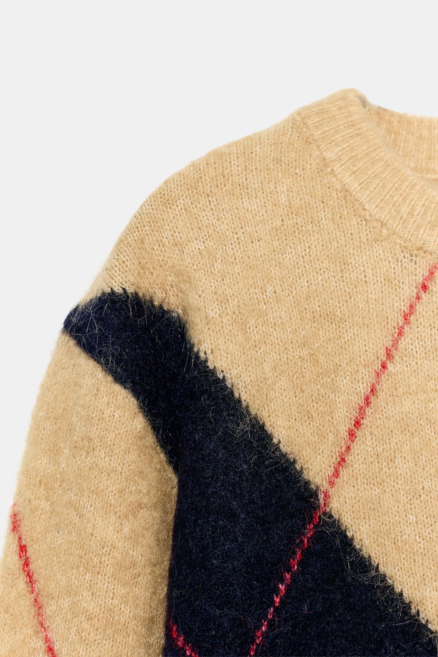 Женский свитер Zara Argyle Knit, цвет: Разноцветный — фото 8