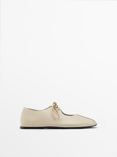 Zara Ballet flats with instep knot - Ecru