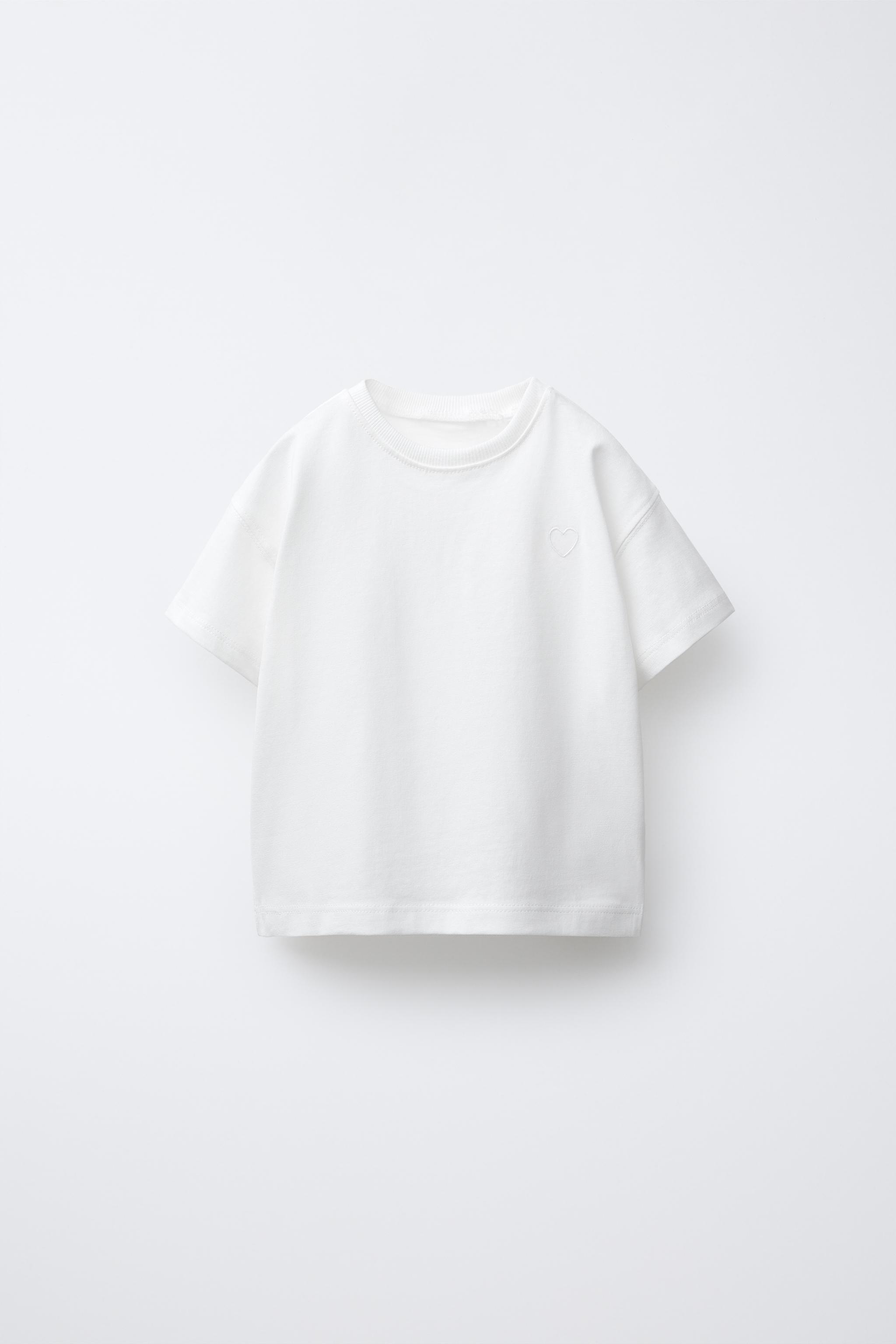 ❤︎ページ ベーシック ハート刺繍Tシャツ - ホワイト | ZARA Japan / 日本