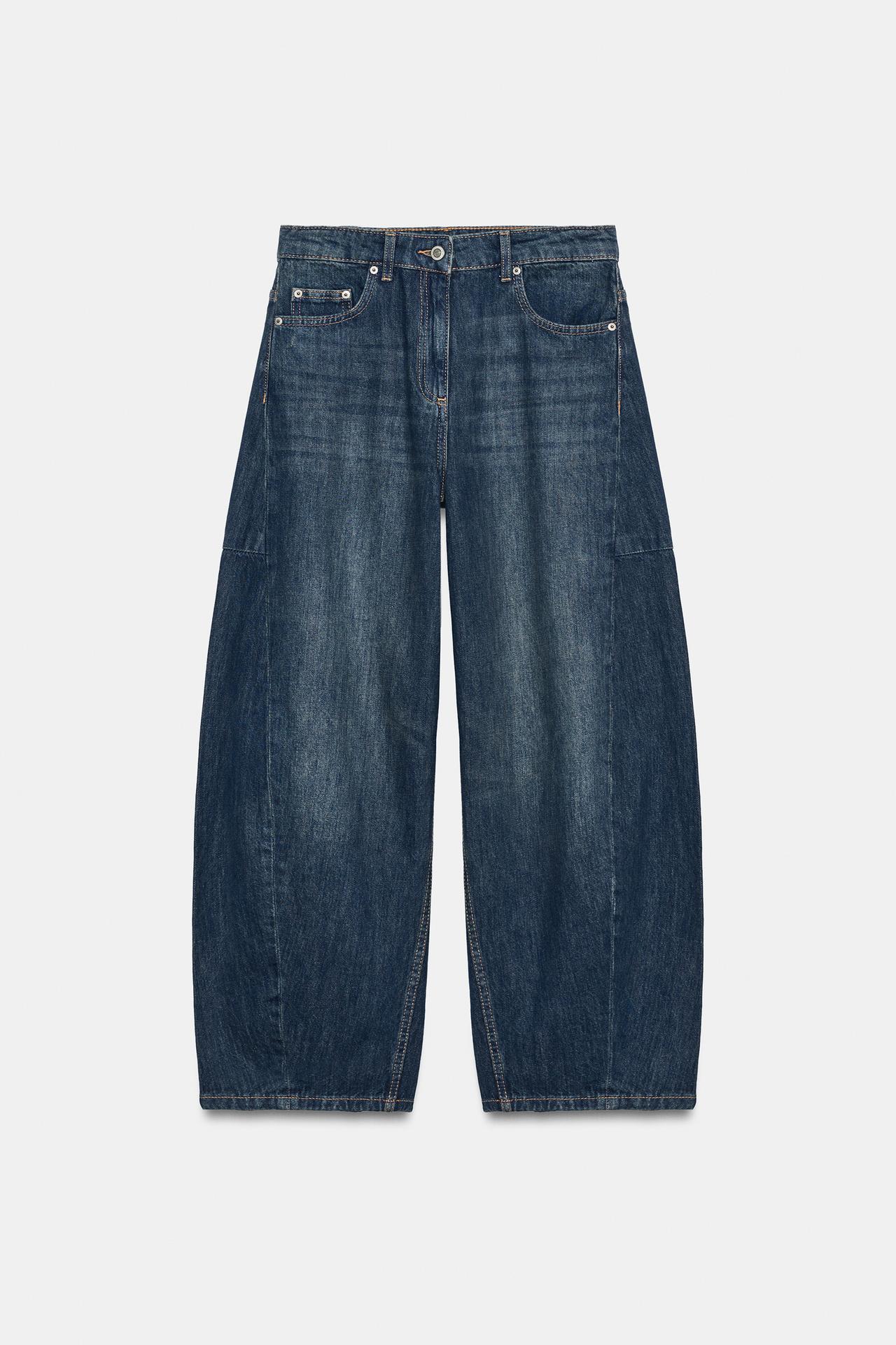 ZW COLLECTION MID-RISE BALLOON JEANS — Mid-blue
