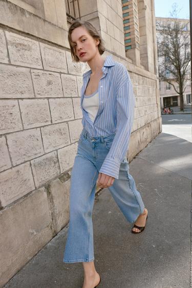 ДЖИНСЫ Z1975 КЮЛОТЫ С ВЫСОКОЙ ПОСАДКОЙ COMFORT — ГОЛУБОЙ от Zara