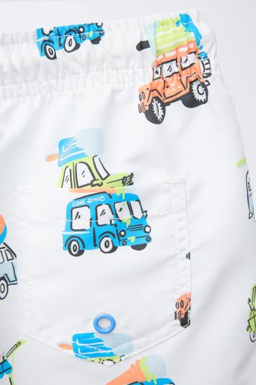 2-6 YEARS/ CARS AND ICE CREAM SWIM BERMUDA SHORTS - Sand by Zara - Image 3