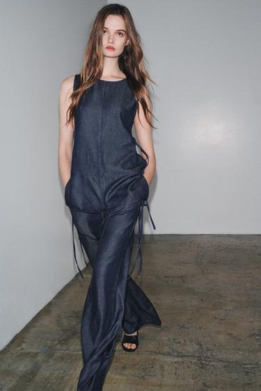 ZW COLLECTION CROSSOVER DENIM TROUSERS - Blue by Zara