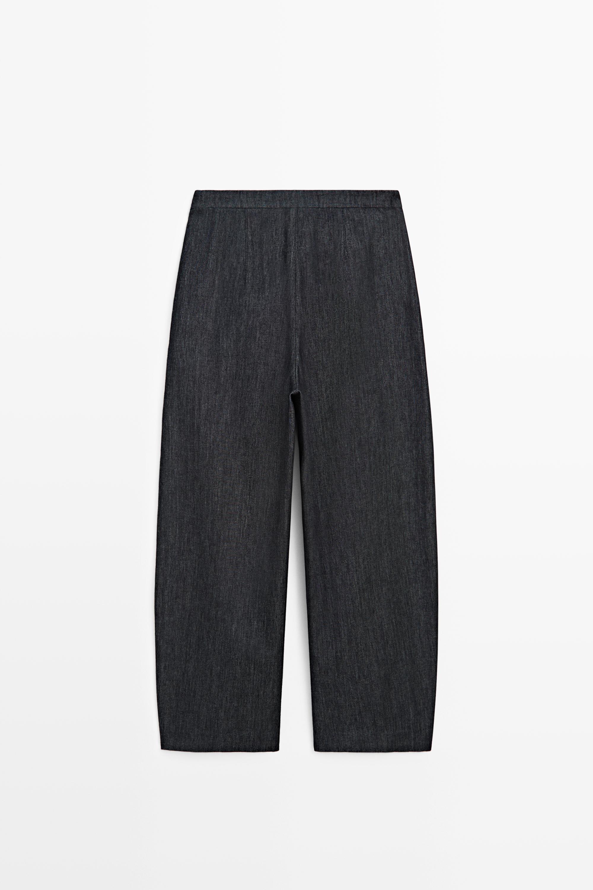 High-waist pants with crossover detail